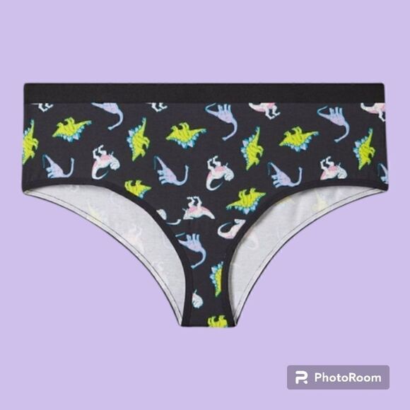 3X 22W 24W Torrid Black Dinosaur Cotton Cheeky Panty Mid Rise Pink T Rex Lingeri - Picture 1 of 6